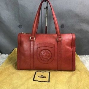 Vintage Fendi leather Boston bag Constellation Series comes with dust bag